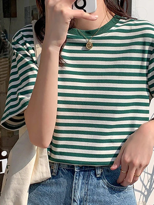 Vintage Striped T-Shirt for Women Summer