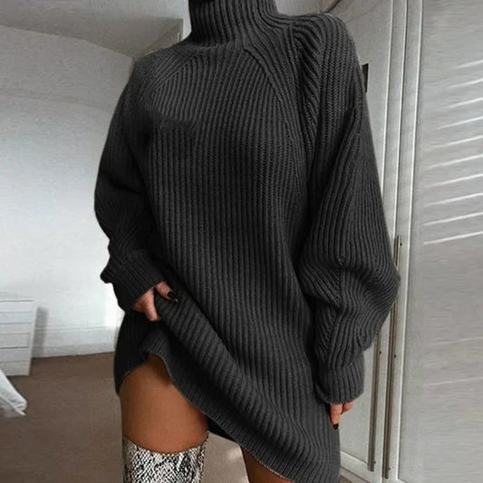 Women’s Turtleneck Loose Knit Sweater Dress