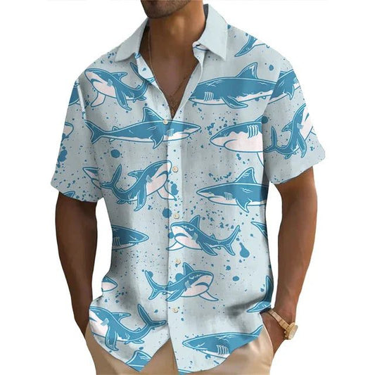 2024 Men's Hawaiian Shirts 3D Shark Print