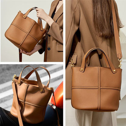Genuine Leather Bucket Crossbody Bags for Women