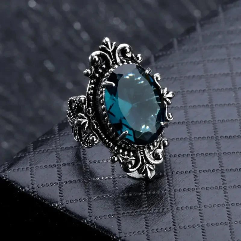 Vintage Oval Blue CZ Women’s Rings