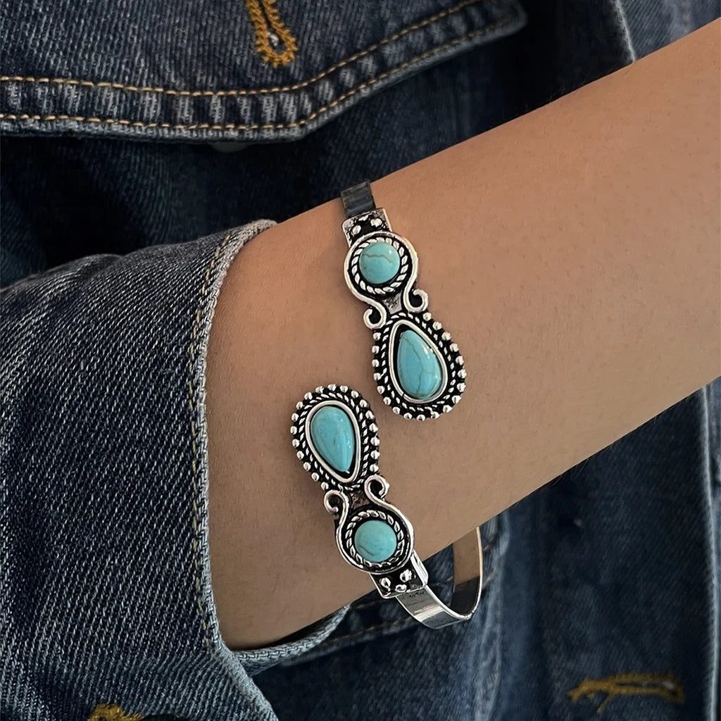 Antique Turquoise Cuff Bangle Bracelet for Women