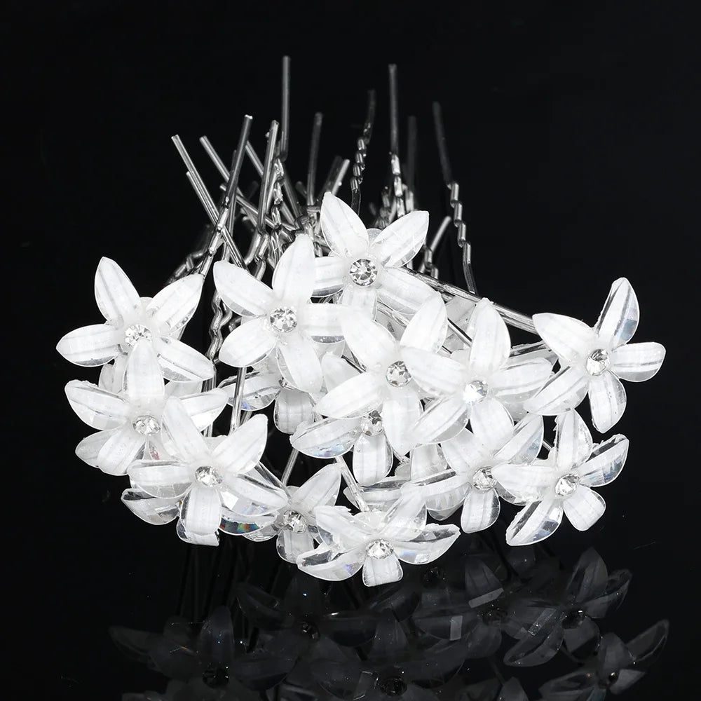 Elegant Floral Crystal Pearl Wedding Hairpin