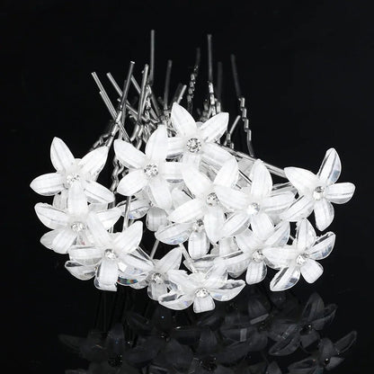 Elegant Floral Crystal Pearl Wedding Hairpin