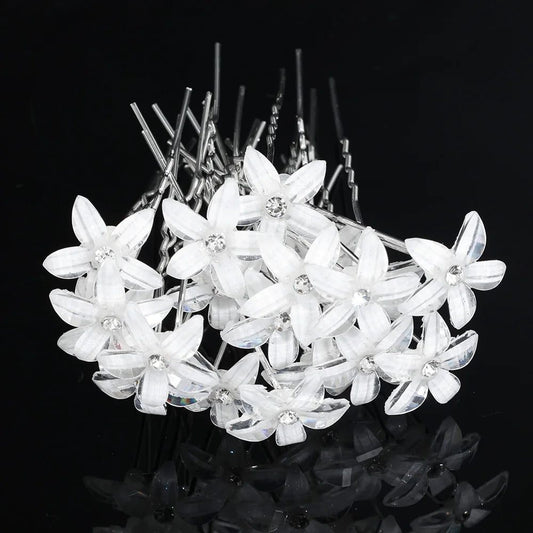 Elegant Floral Crystal Pearl Wedding Hairpin