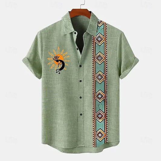Men's Casual Short Sleeve Linen Shirt