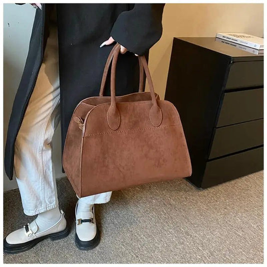 Vintage Suede Handbags: Large Capacity Luxury Bags