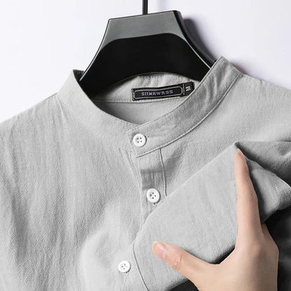 Lightweight Linen Cotton Henley Shirts for Men