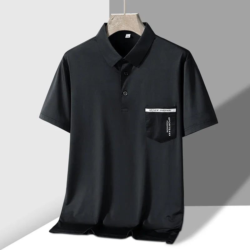 Men's Elastic Short Sleeve Pocket Polo
