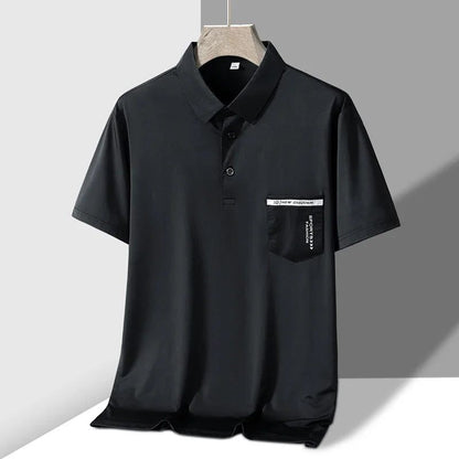Men's Elastic Short Sleeve Pocket Polo