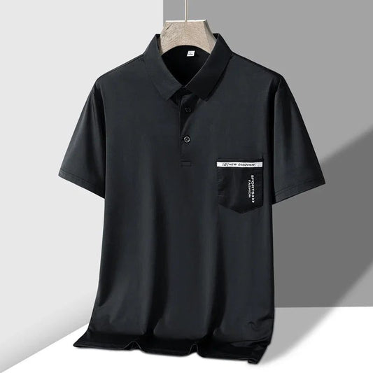 Men's Elastic Short Sleeve Pocket Polo