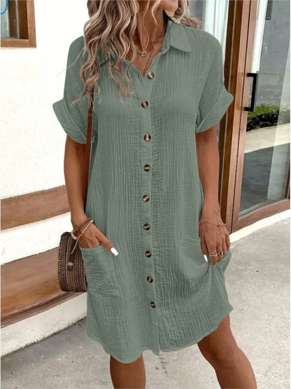 Elegant Summer Short Sleeve Women Dress Shirts