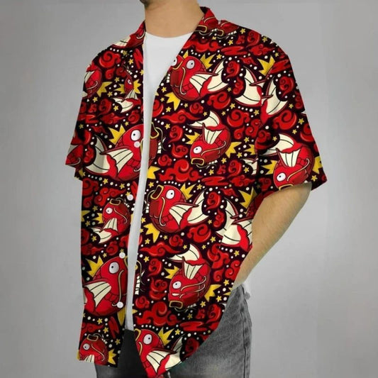 Trendy 3D Fish Print Hawaiian Shirts Men
