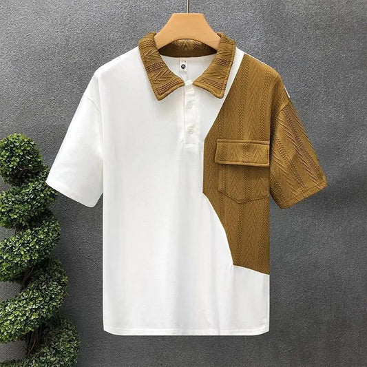 Men's Summer Contrast Pocket Polo T-Shirt
