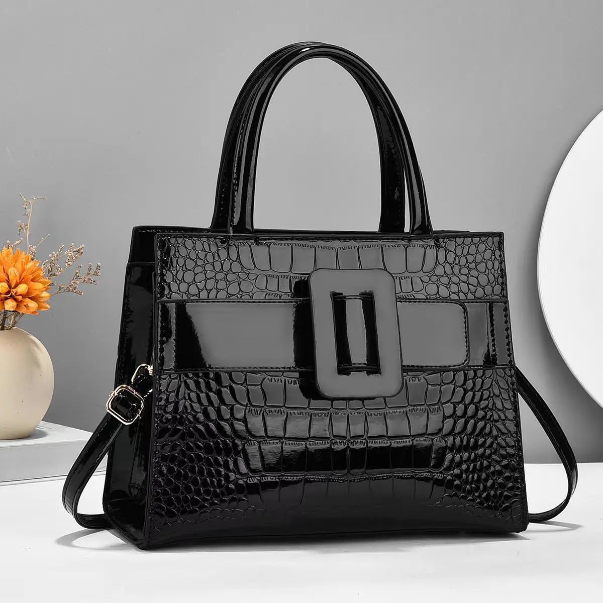 Luxury Crocodile Pattern Crossbody Handbag for Women