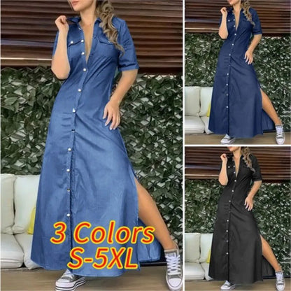 Trendy Casual Denim Shirt Dresses for Women