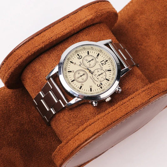 Chic Vintage Leather Watch Travel Case