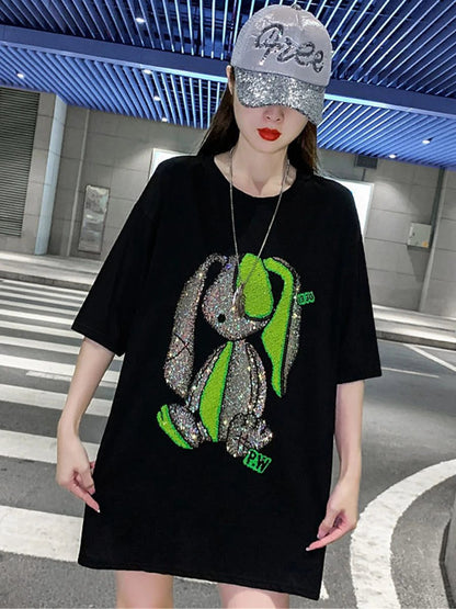 Cool Black Rabbit T-Shirt for Women