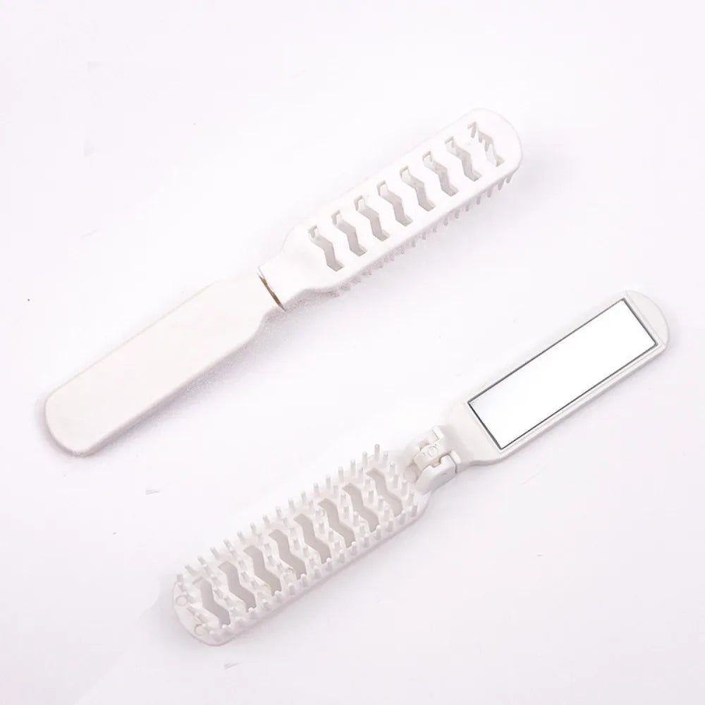 Portable Foldable Hair Brush with Mirror