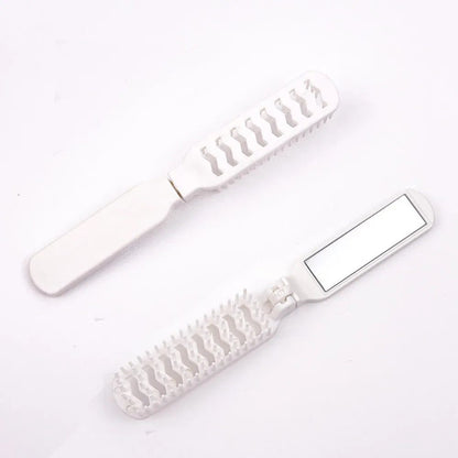 Portable Foldable Hair Brush with Mirror