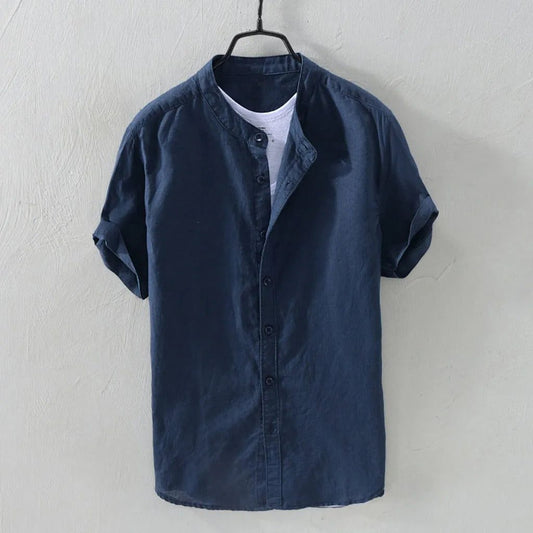 2024 Men's Casual Cotton Linen Short Sleeve Shirt