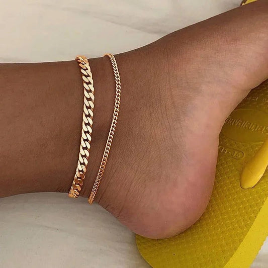 Waterproof Double-Layer Gold Anklets for Women