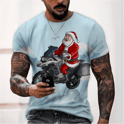3D Santa Print Men's Christmas T-Shirt