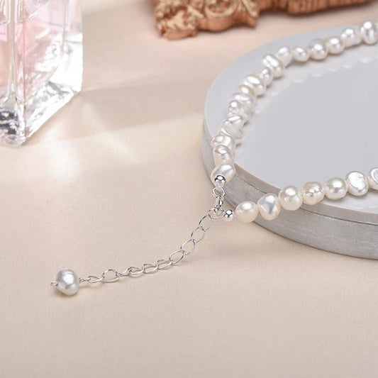 Natural Baroque Pearl Necklace 925 Silver Choker