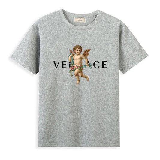 Men's Vintage Cotton T-Shirt with Angel Print