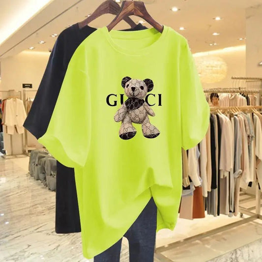 Trendy Oversized Animal Print Cotton T-Shirts