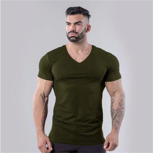 Men's Slim Fit V-Neck Cotton T-Shirt