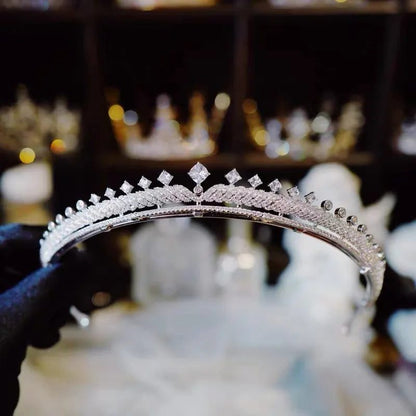 Elegant Silver Zircon Tiara for Brides