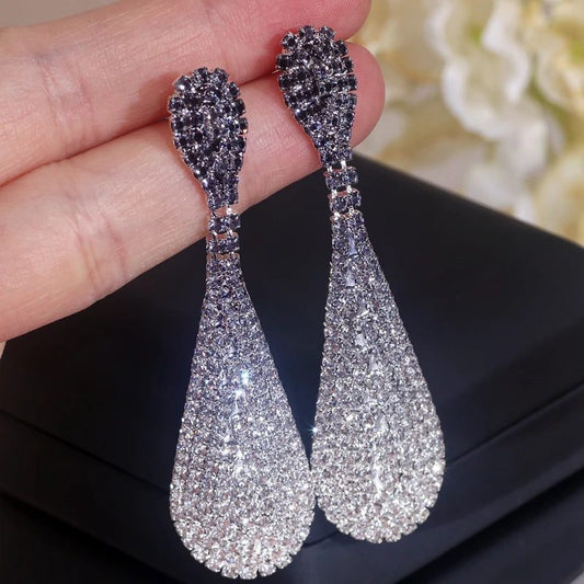 Luxury Rainbow Crystal Drop Earrings for Weddings