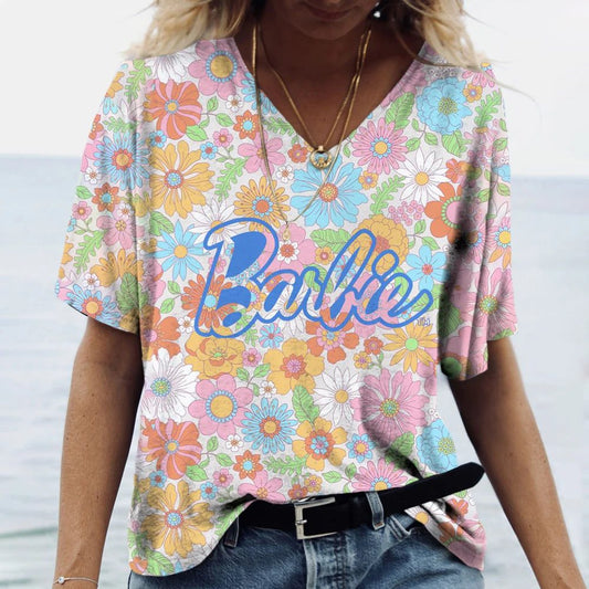 Anime V-Neck Summer T-Shirt for Women