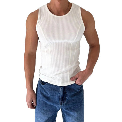 Men's Ribbed Sleeveless Tank Top for Fitness