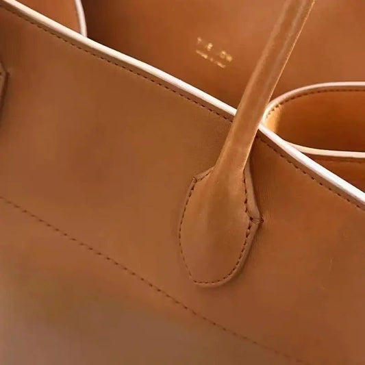 High-Capacity Leather Suede Commuting Handbag