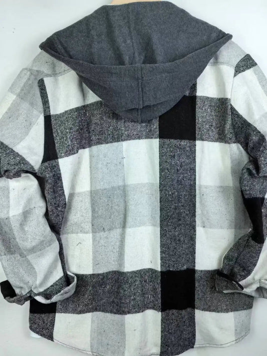 Men's Classic Plaid Flannel Hoodie Shirt