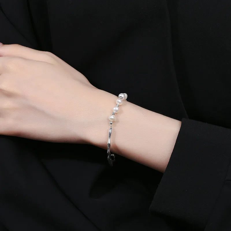 Luxury Vintage 925 Silver Pearl Bracelet