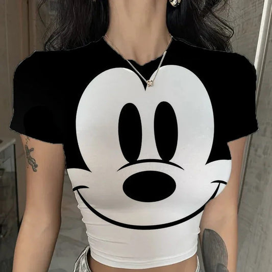 Trendy Y2K Minnie Mouse Cropped T-Shirt