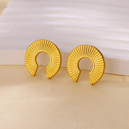 Waterproof Heart Zircon Gold Hoop Earrings