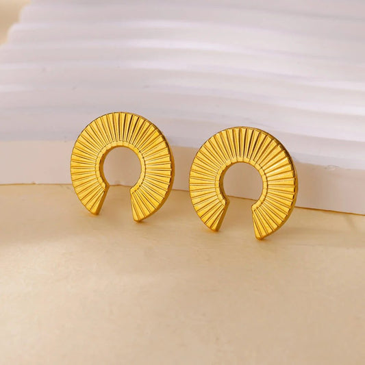Waterproof Heart Zircon Gold Hoop Earrings
