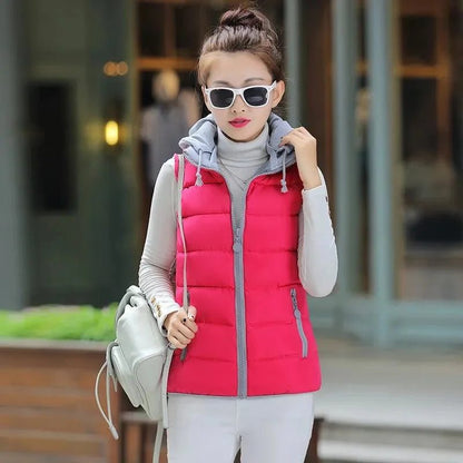 Women Lightweight Hooded Puffer Vest Jacket
