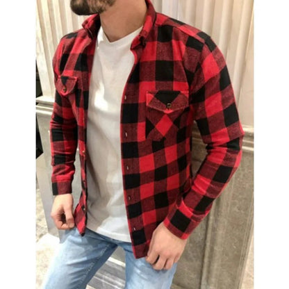 Men's Long-Sleeve Plaid Flannel Shirt M-3XL