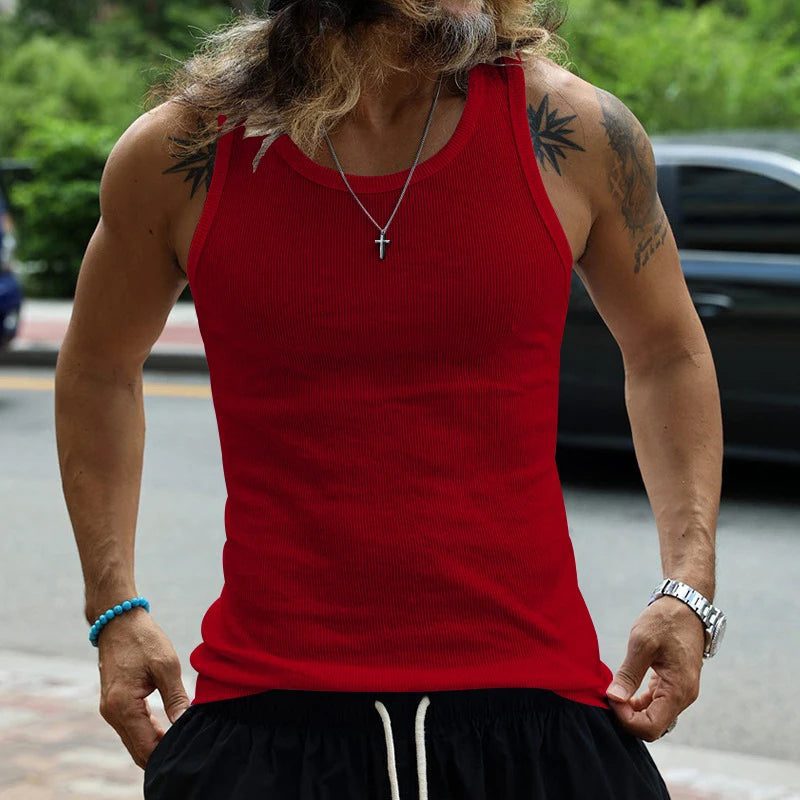 Men's Casual Ribbed Knit Tank Top