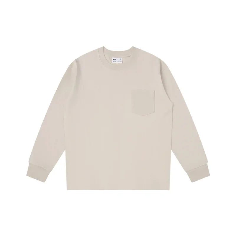 Unisex Oversize Cotton Pocket Long Sleeve T-Shirt