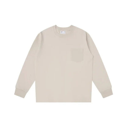 Unisex Oversize Cotton Pocket Long Sleeve T-Shirt