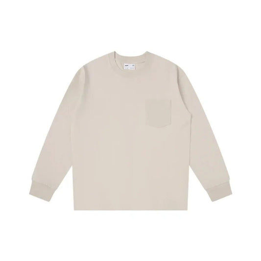 Unisex Oversize Cotton Pocket Long Sleeve T-Shirt