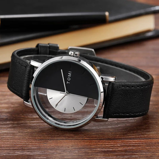 Unisex Quartz Watch with Transparent Dial