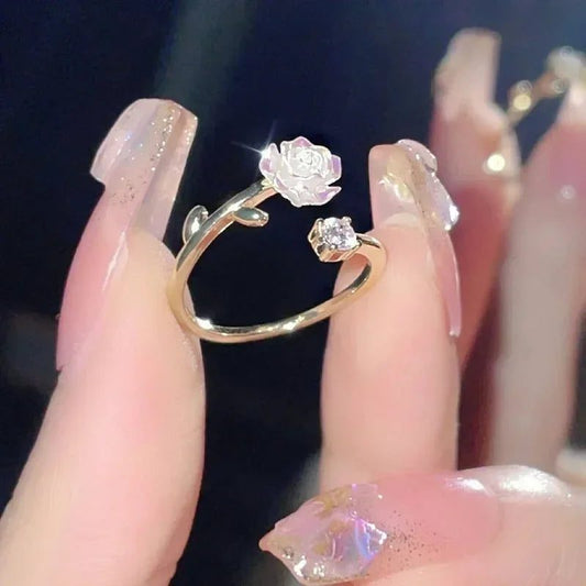 Vintage Rose Flower Rings for Women Jewelry