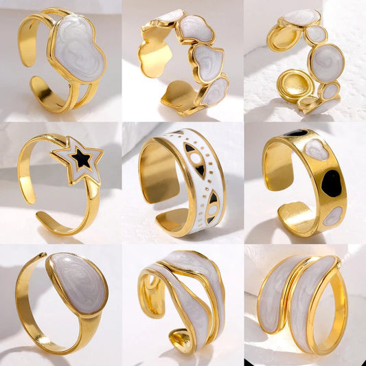 Waterproof Gold Color Stainless Steel Rings